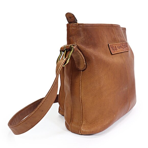 Fossil Brown Pebbled Leather Shoulder Bag Zip Closure Purse with Key Charm 75082 - Picture 6 of 12